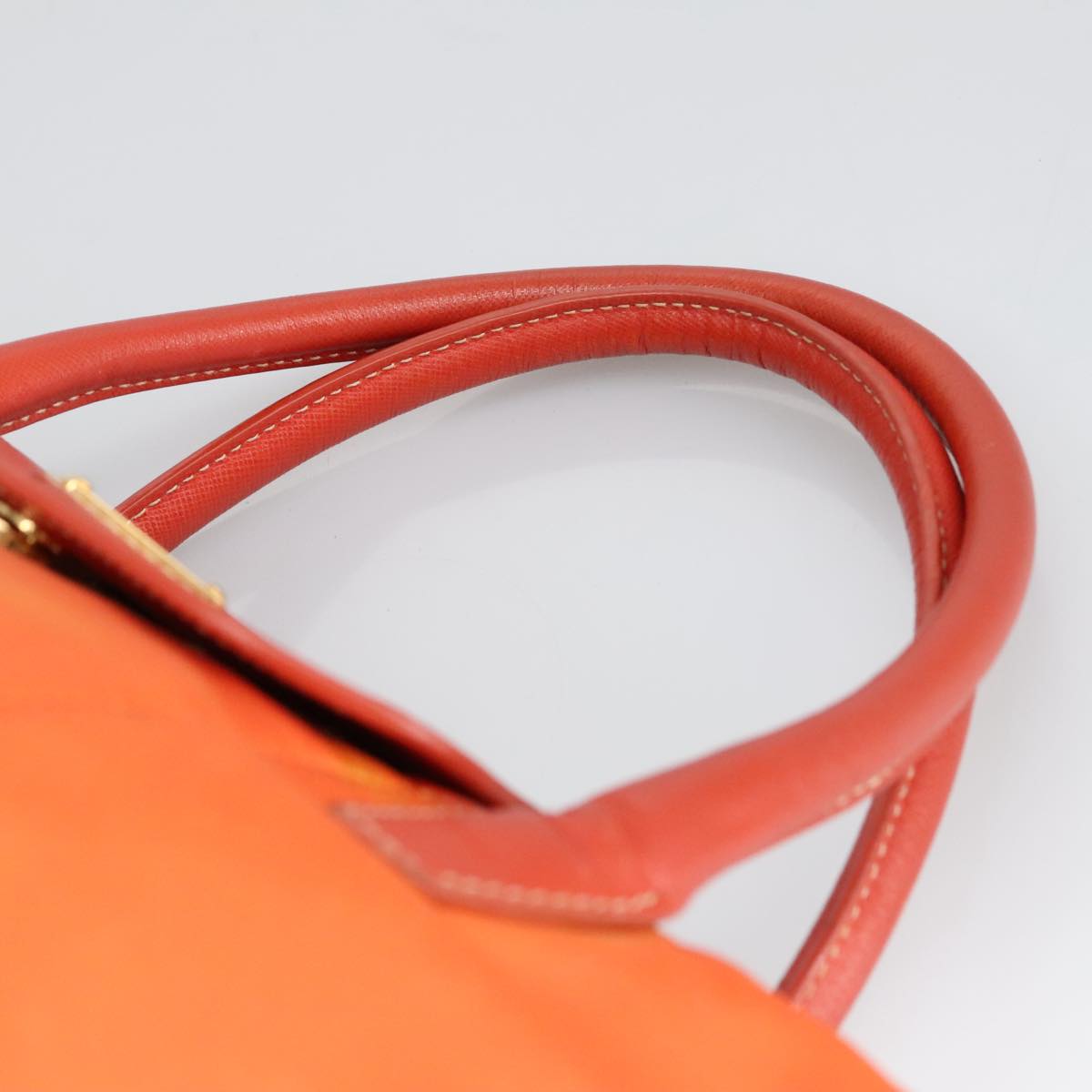 PRADA Hand Bag Nylon Leather 2way Orange Auth 99127