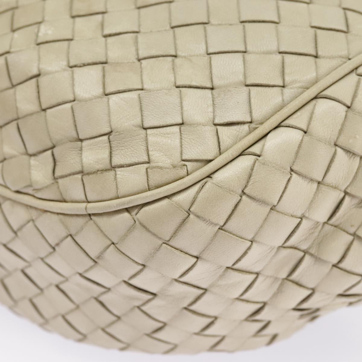 BOTTEGAVENETA INTRECCIATO Shoulder Bag Leather Beige Gold Tone Auth 99130