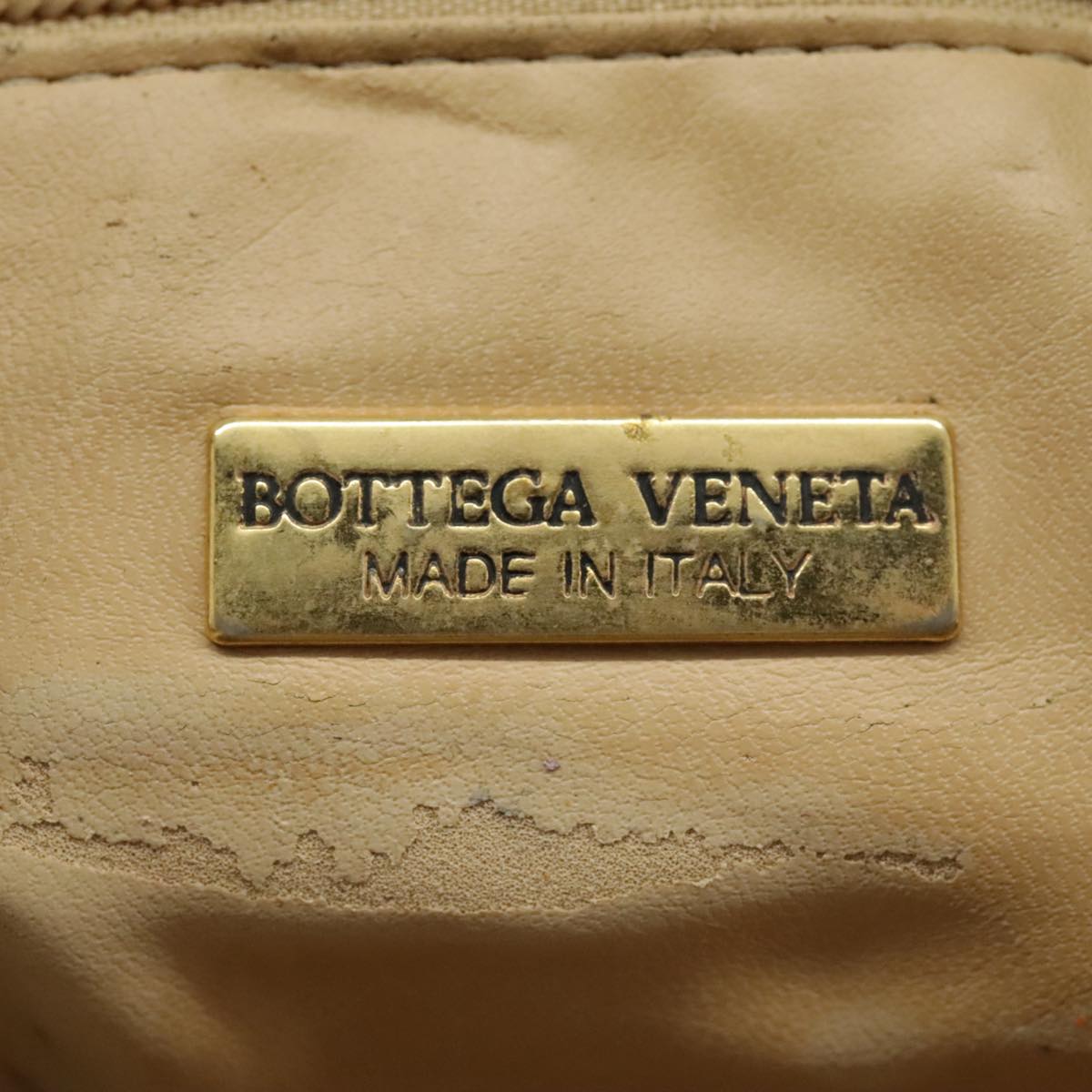 BOTTEGAVENETA INTRECCIATO Shoulder Bag Leather Beige Gold Tone Auth 99130