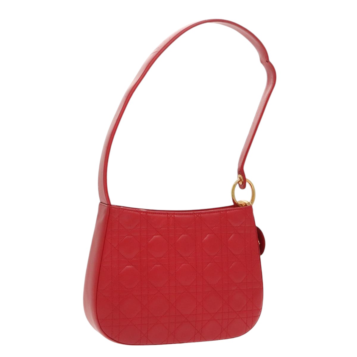 Christian Dior Lady Dior Canage Shoulder Bag Leather Red Auth 99131