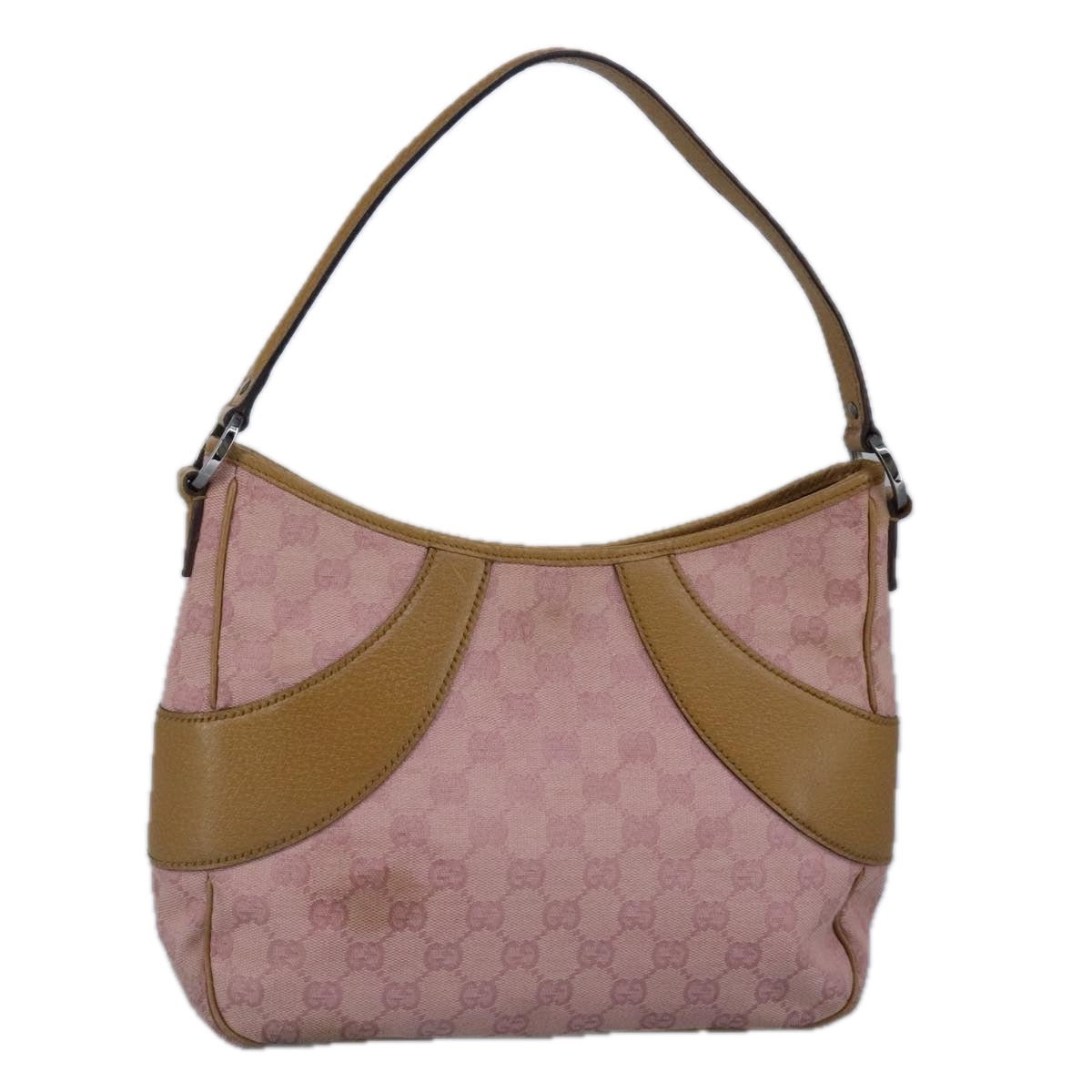 GUCCI GG Canvas Shoulder Bag Pink Beige 113012 Auth 99144