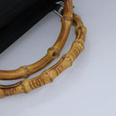 GUCCI Bamboo Hand Bag Nylon 2way Black Silver Auth 99165-7