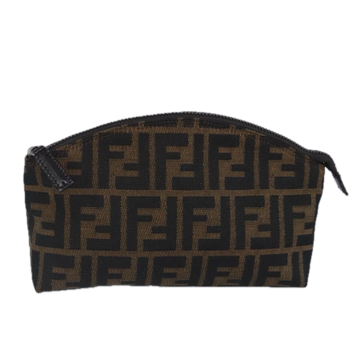 FENDI Zucca Canvas Pouch Brown Black Auth 99170