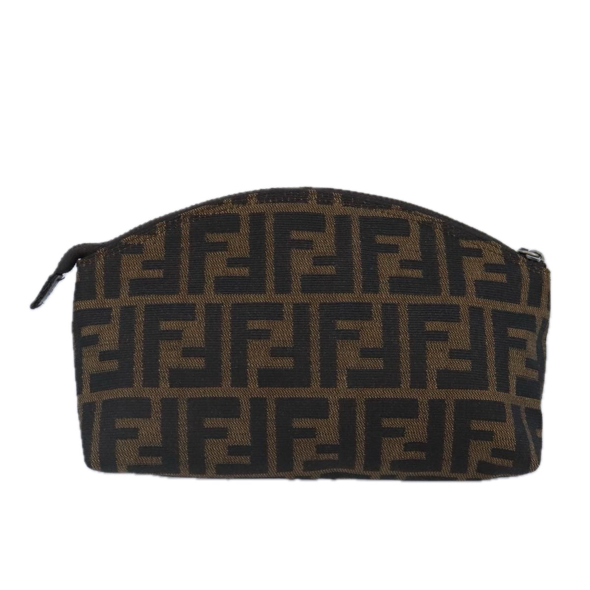 FENDI Zucca Canvas Pouch Brown Black Auth 99170 - 0