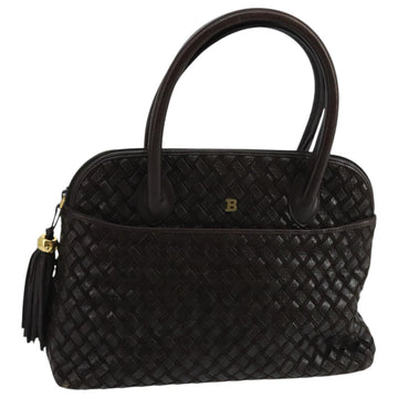BALLY Hand Bag Leather Brown Auth 99175