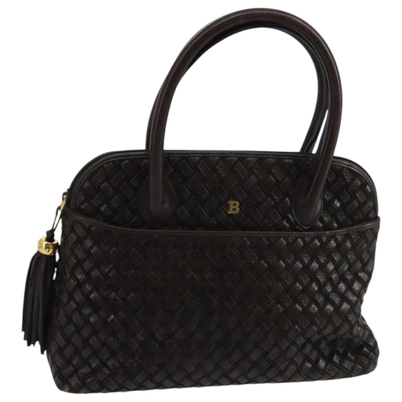 BALLY Hand Bag Leather Brown Auth 99175
