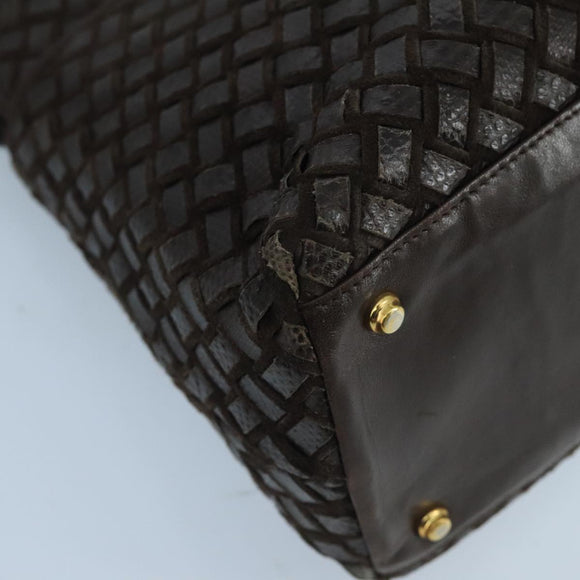 BALLY Hand Bag Leather Brown Auth 99175