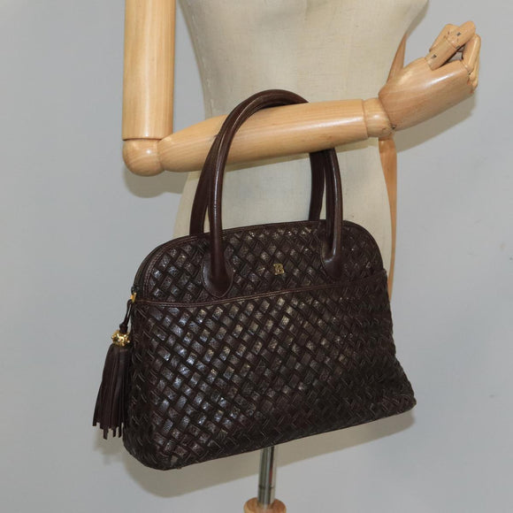 BALLY Hand Bag Leather Brown Auth 99175