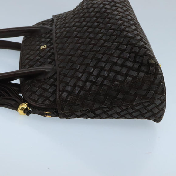 BALLY Hand Bag Leather Brown Auth 99175