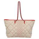 FENDI Zucca Canvas Chain Tote Bag Beige Auth 99179-2
