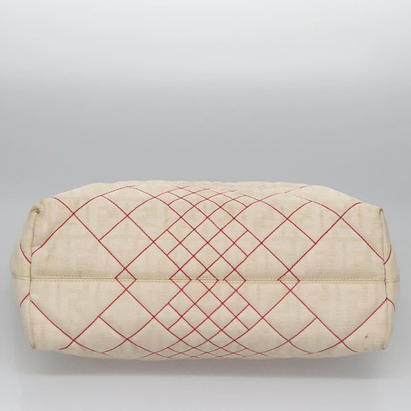 FENDI Zucca Canvas Chain Tote Bag Beige Auth 99179