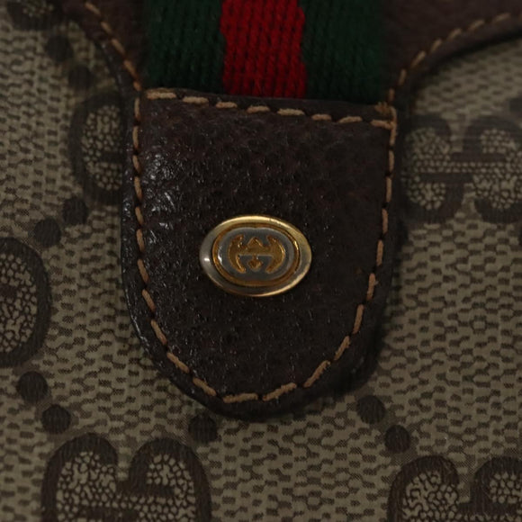 GUCCI GG Supreme Web Sherry Line Shoulder Bag PVC Beige Red Auth 99180