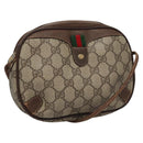 GUCCI GG Supreme Web Sherry Line Schoudertas PVC Beige Rood Auth 99180-1