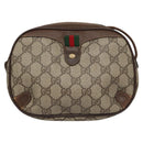 GUCCI GG Supreme Web Sherry Line Shoulder Bag PVC Beige Red Auth 99180-13