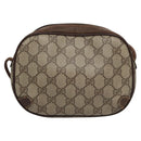 GUCCI GG Supreme Web Sherry Line Schoudertas PVC Beige Rood Auth 99180-2
