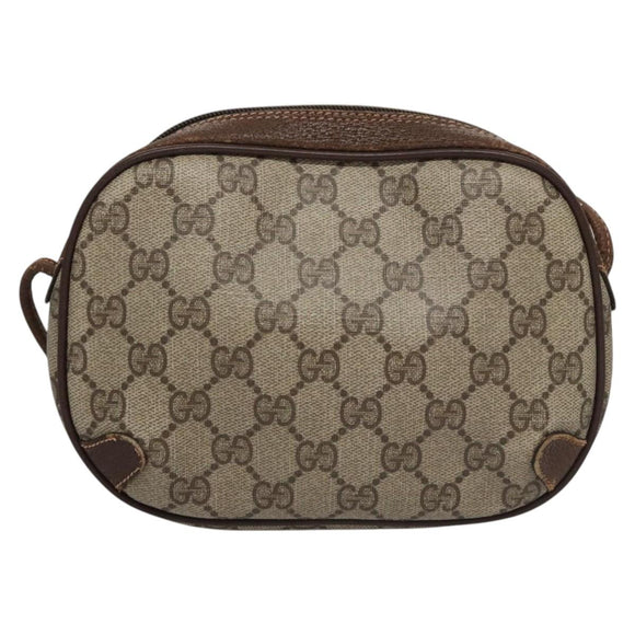 GUCCI GG Supreme Web Sherry Line Schoudertas PVC Beige Rood Auth 99180