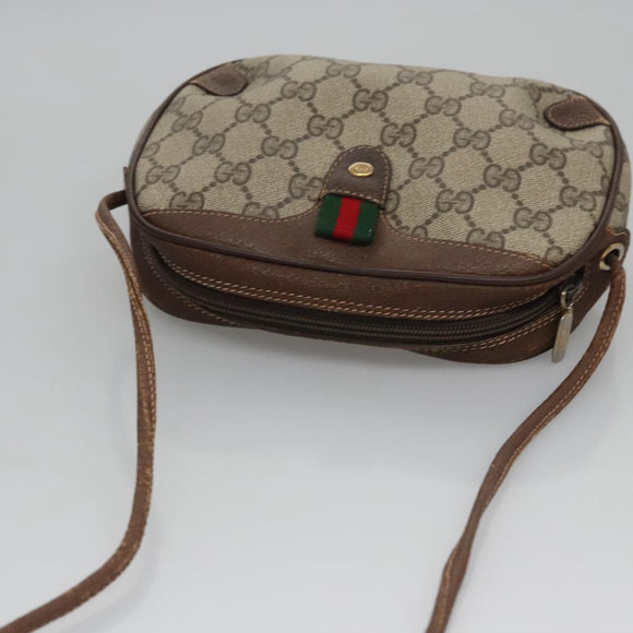 GUCCI GG Supreme Web Sherry Line Shoulder Bag PVC Beige Red Auth 99180
