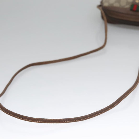 GUCCI GG Supreme Web Sherry Line Shoulder Bag PVC Beige Red Auth 99180