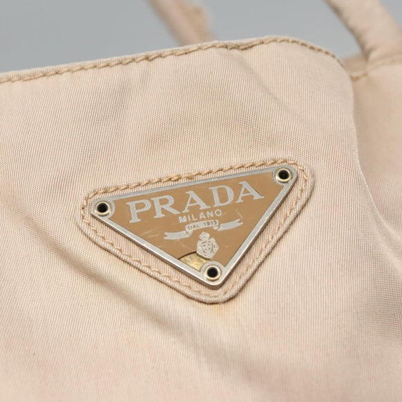 PRADA Handtasche Nylon Beige Auth 99182