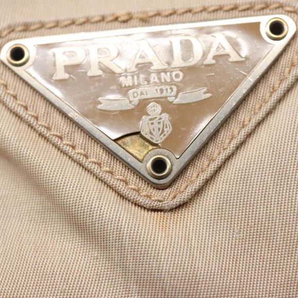 PRADA Hand Bag Nylon Beige Auth 99182