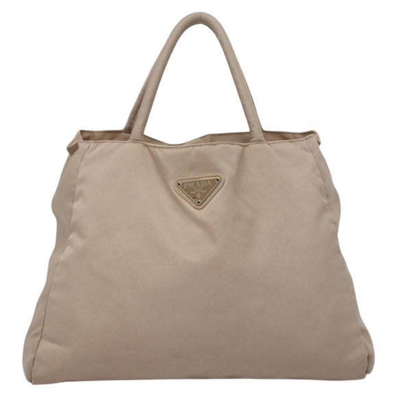PRADA Hand Bag Nylon Beige Auth 99182