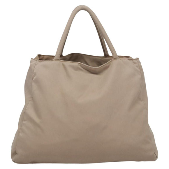 PRADA Hand Bag Nylon Beige Auth 99182