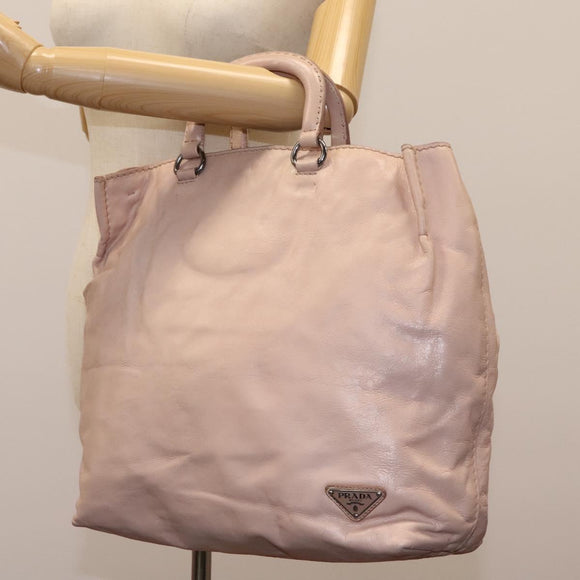 PRADA Hand Bag Leather Pink Auth 99198