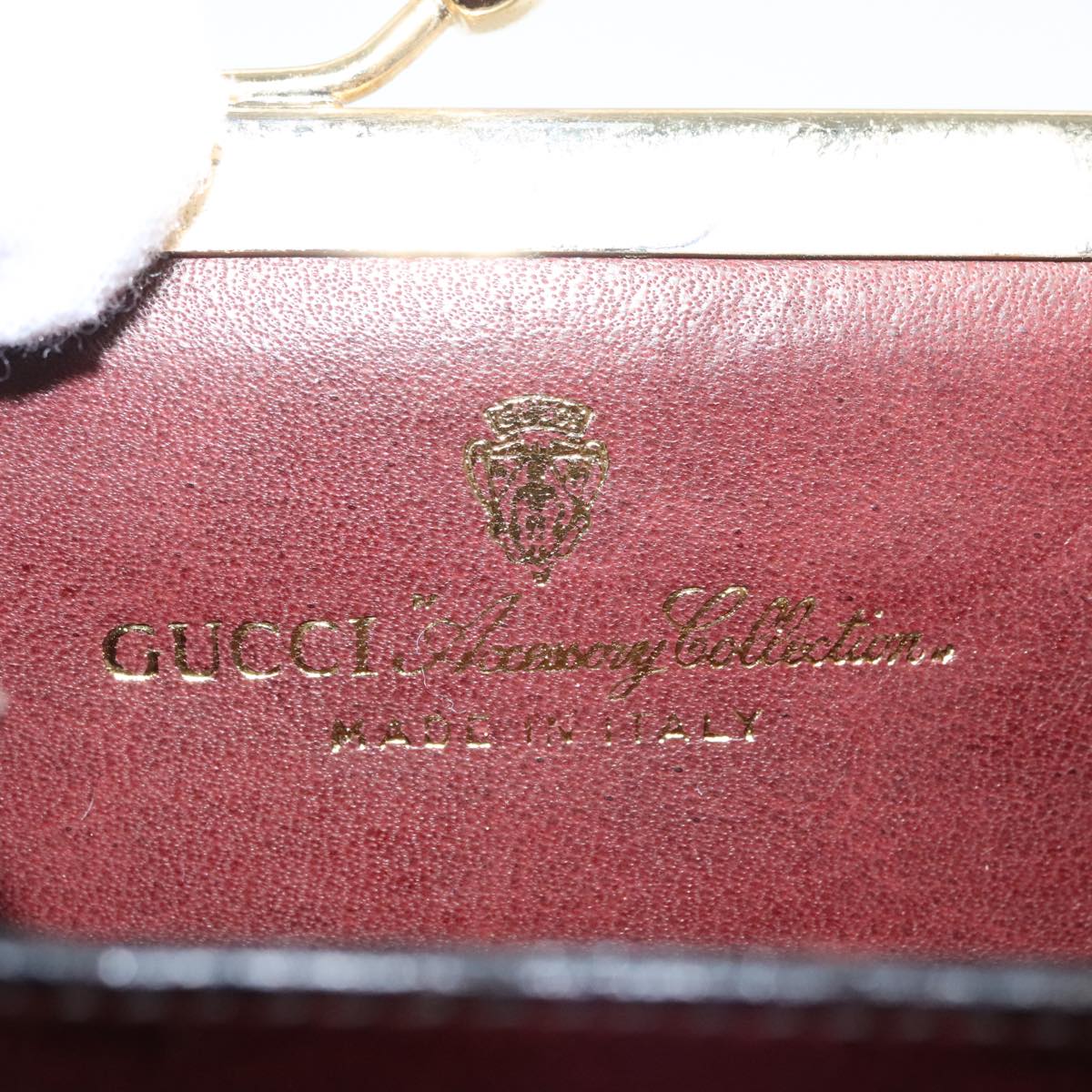 GUCCI GG Supreme Web Sherry Line Coin Purse PVC Beige Gold Red Auth 99225