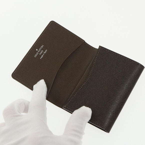 LOUIS VUITTON Taiga Envelope Carte De Visite Case Grizzly M30928 LV Auth 99226V