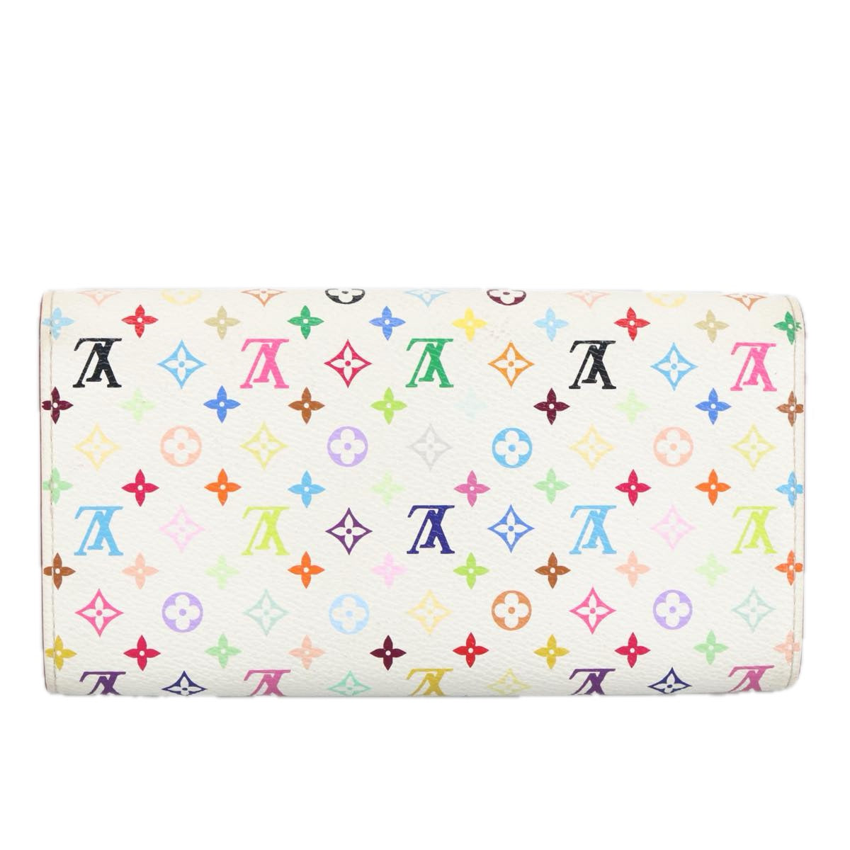 LOUIS VUITTON Multicolor Portefeuille Sarah Wallet White M93532 LV Auth 99232 - 0