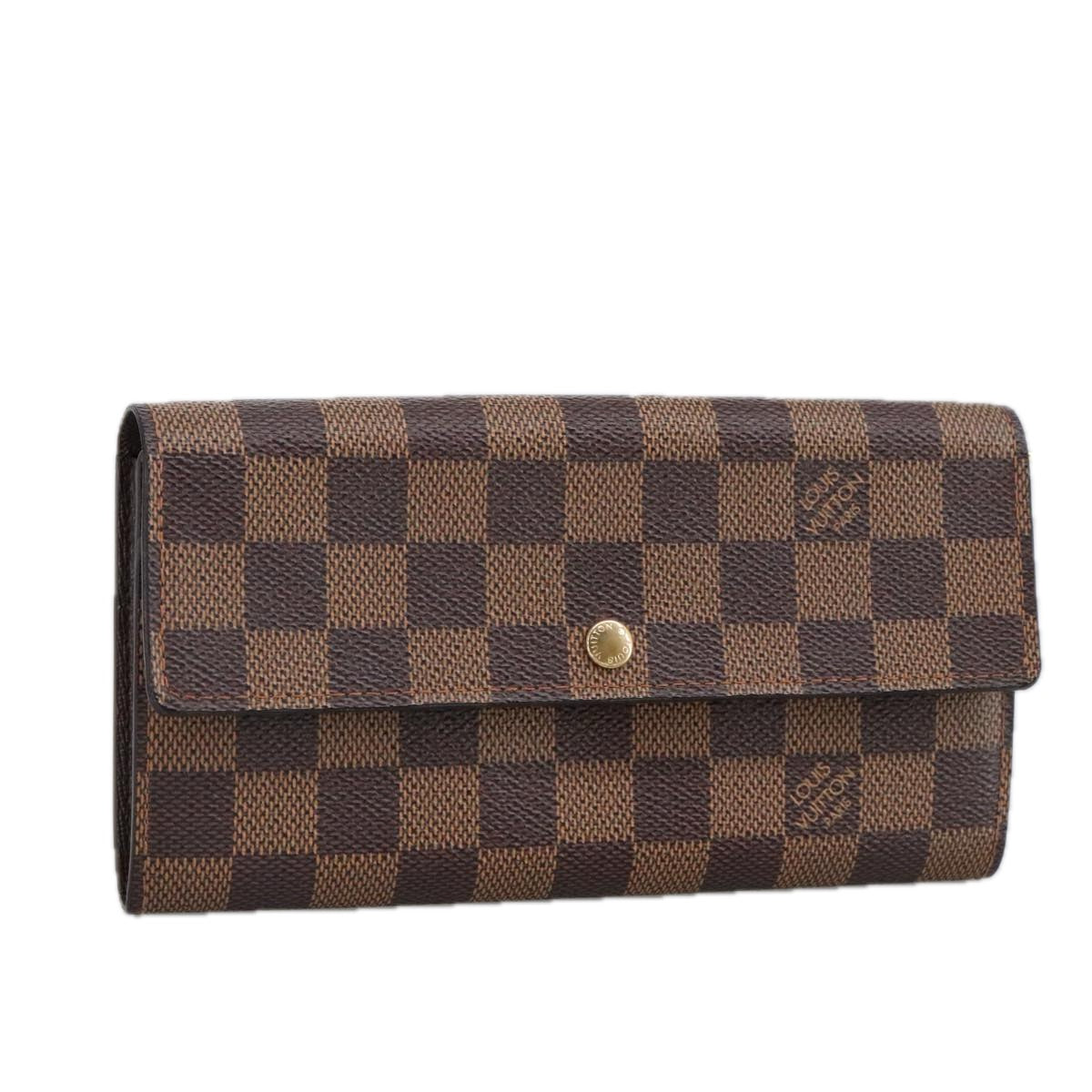 LOUIS VUITTON Damier Ebene Portefeuille Sarah Long Wallet N60491 LV Auth 99233