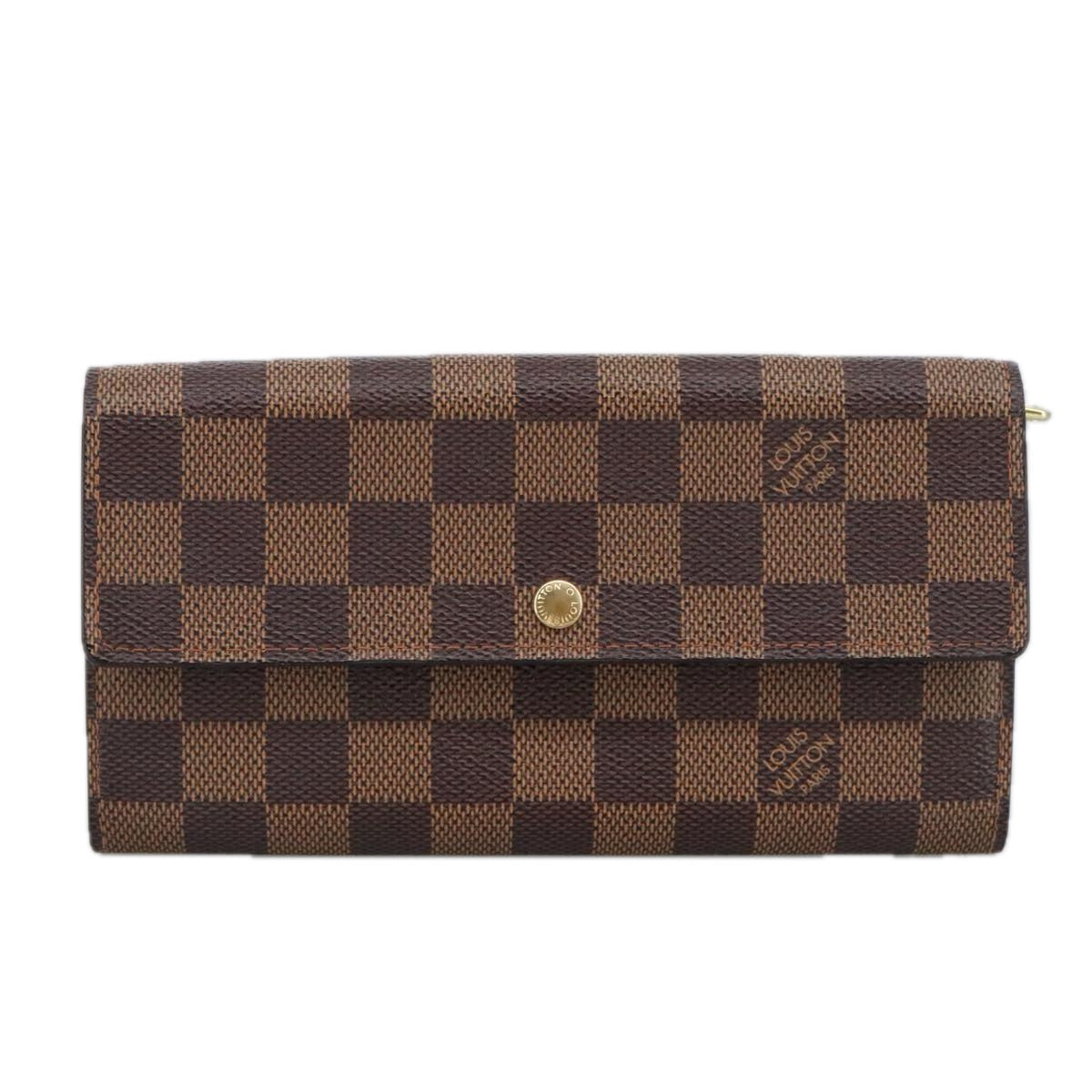 LOUIS VUITTON Damier Ebene Portefeuille Sarah Long Wallet N60491 LV Auth 99233