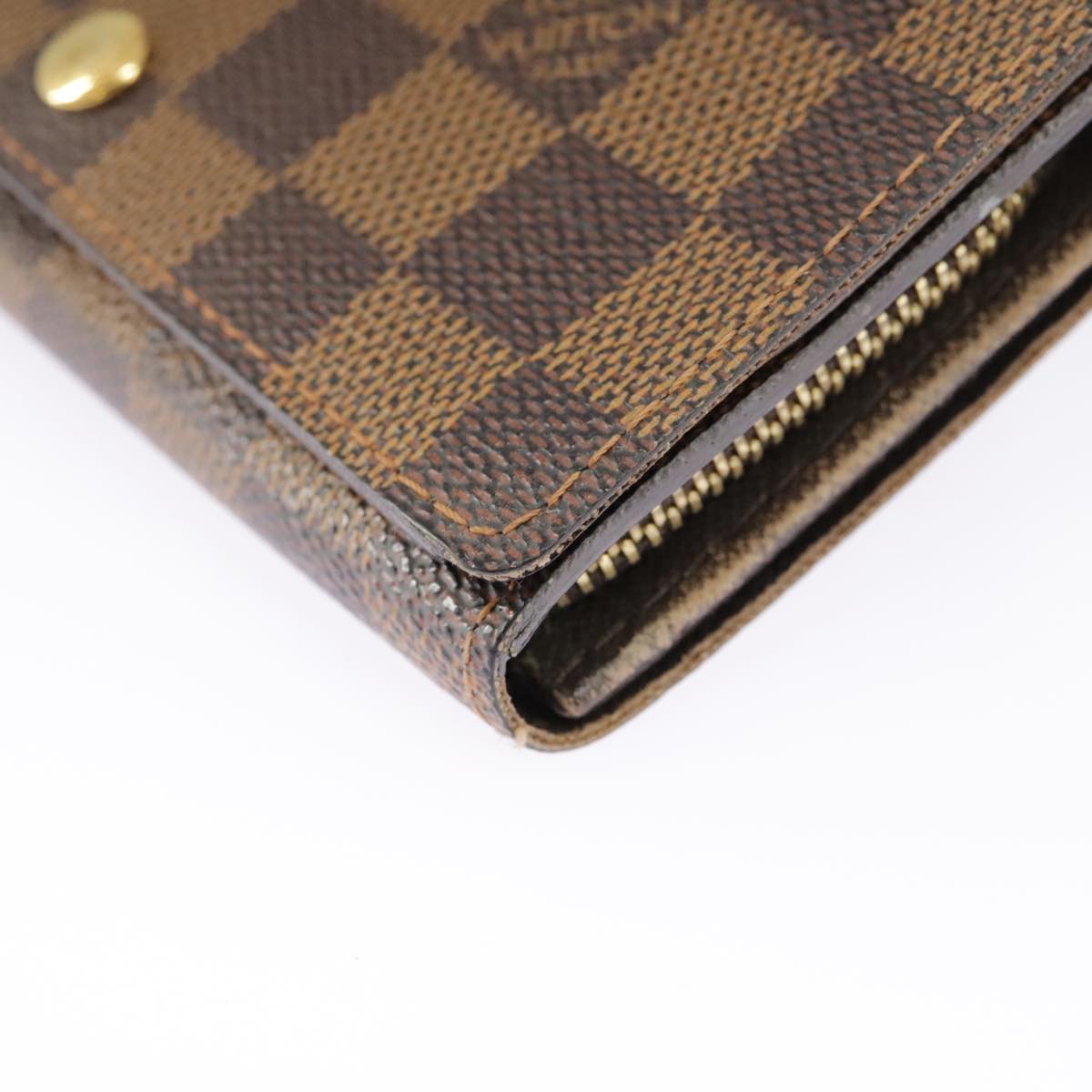 LOUIS VUITTON Damier Ebene Porte Monnaie Billets Tresor N61730 LV Auth 99234