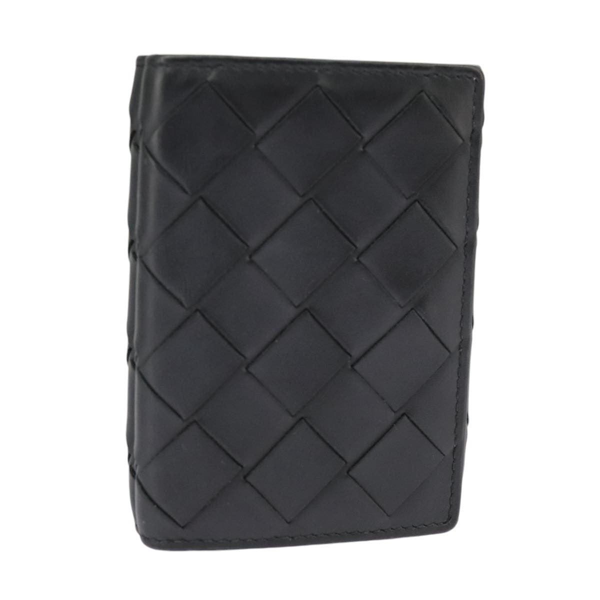 BOTTEGA VENETA INTRECCIATO Wallet Leather Black Auth 99240