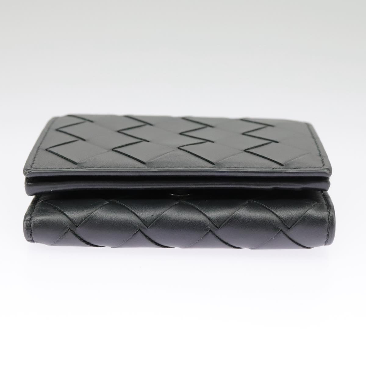 BOTTEGA VENETA INTRECCIATO Wallet Leather Black Auth 99240