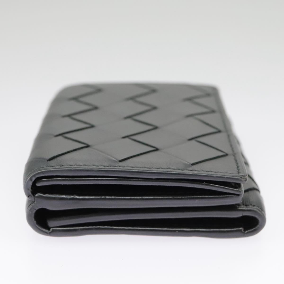 BOTTEGA VENETA INTRECCIATO Wallet Leather Black Auth 99240