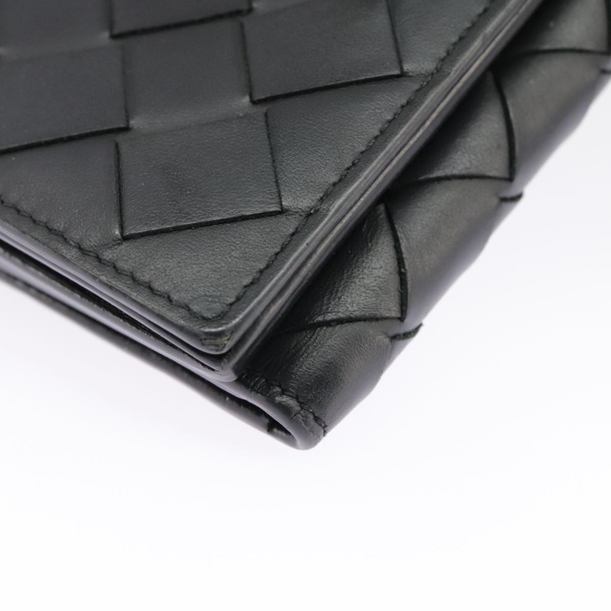 BOTTEGA VENETA INTRECCIATO Wallet Leather Black Auth 99240