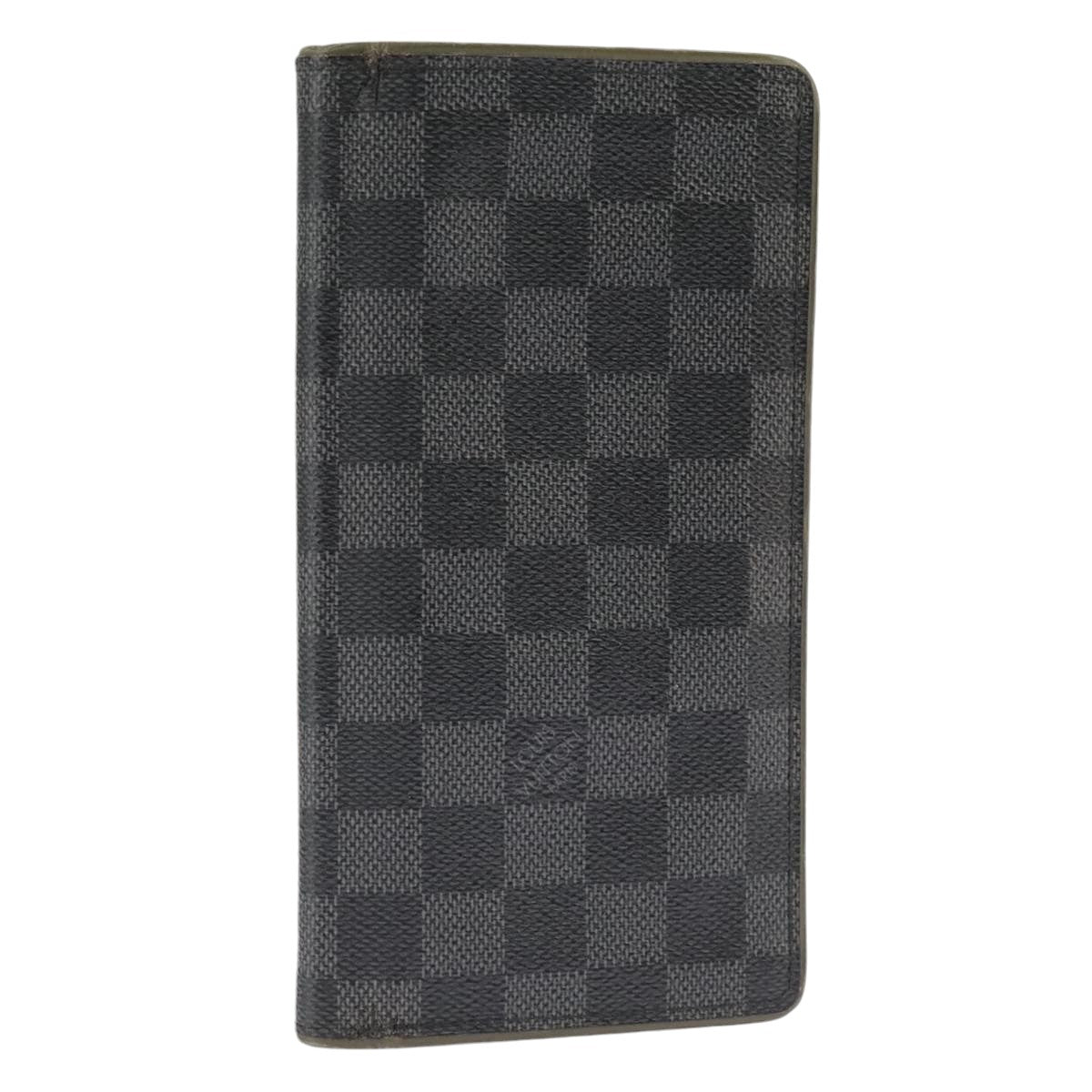 LOUIS VUITTON Damier Graphite Portefeuille Brazza Long Wallet N62665 Auth 99242