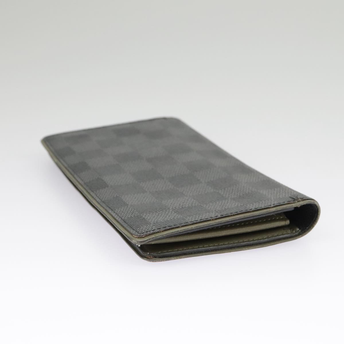 LOUIS VUITTON Damier Graphite Portefeuille Brazza Long Wallet N62665 Auth 99242