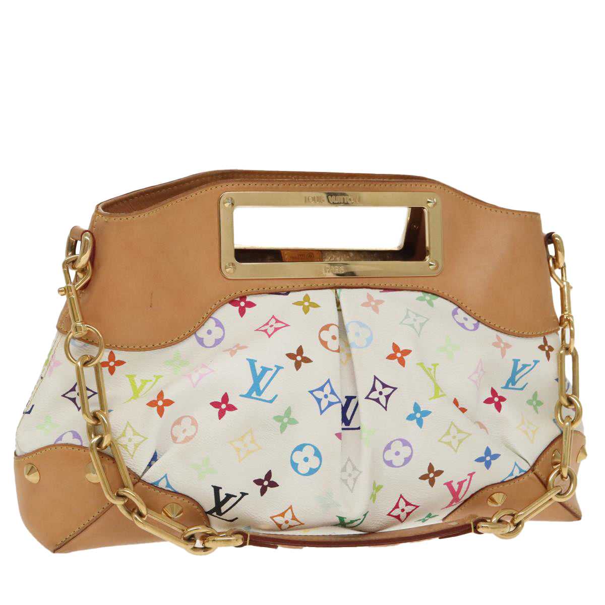 LOUIS VUITTON Monogram Multicolor Judy MM Hand Bag 2Way White M40255 Auth 99246A