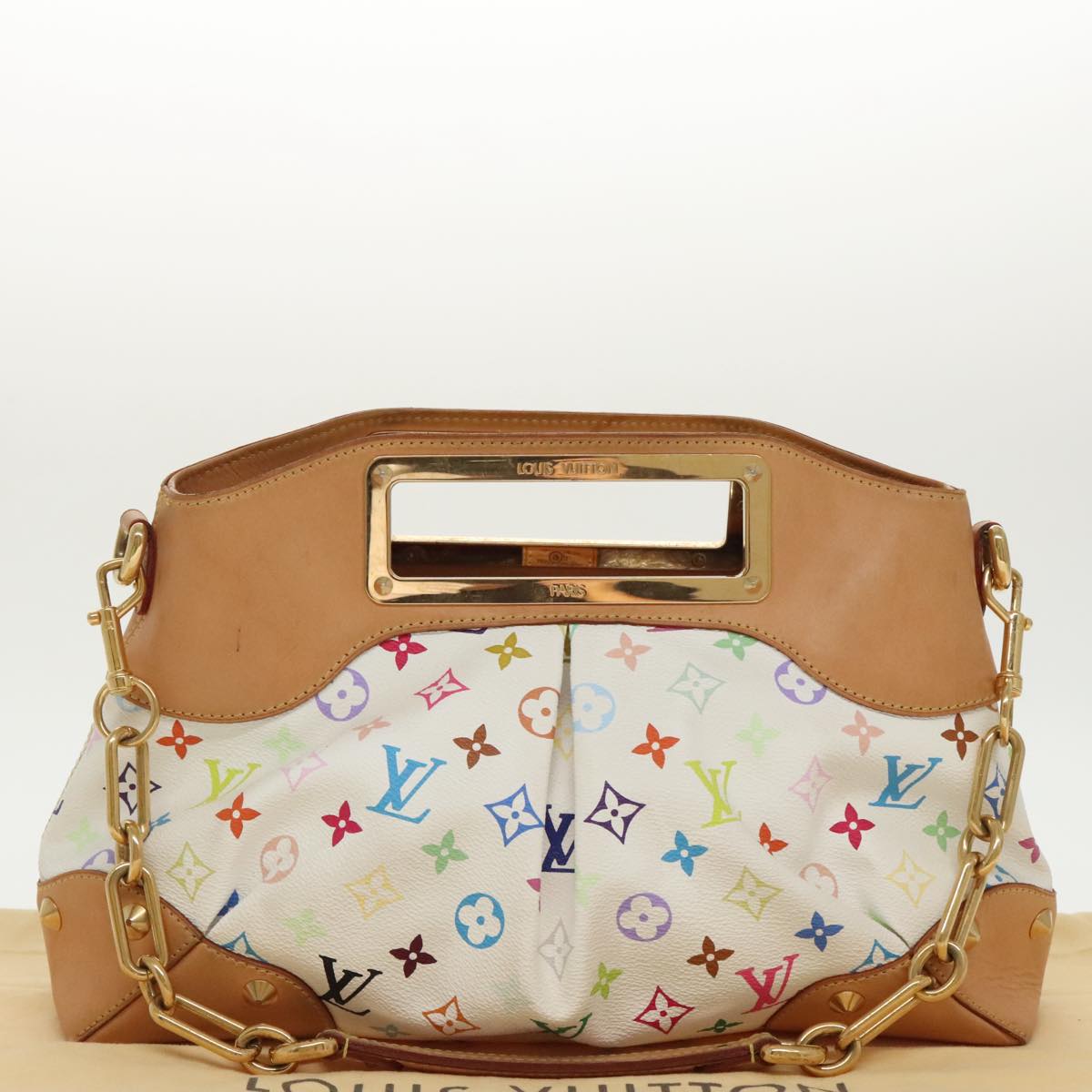 LOUIS VUITTON Monogram Multicolor Judy MM Hand Bag 2Way White M40255 Auth 99246A