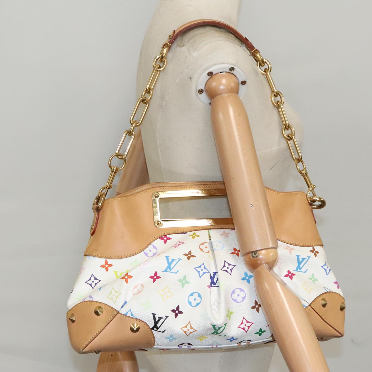 LOUIS VUITTON Monogram Multicolor Judy MM Hand Bag 2Way White M40255 Auth 99246A