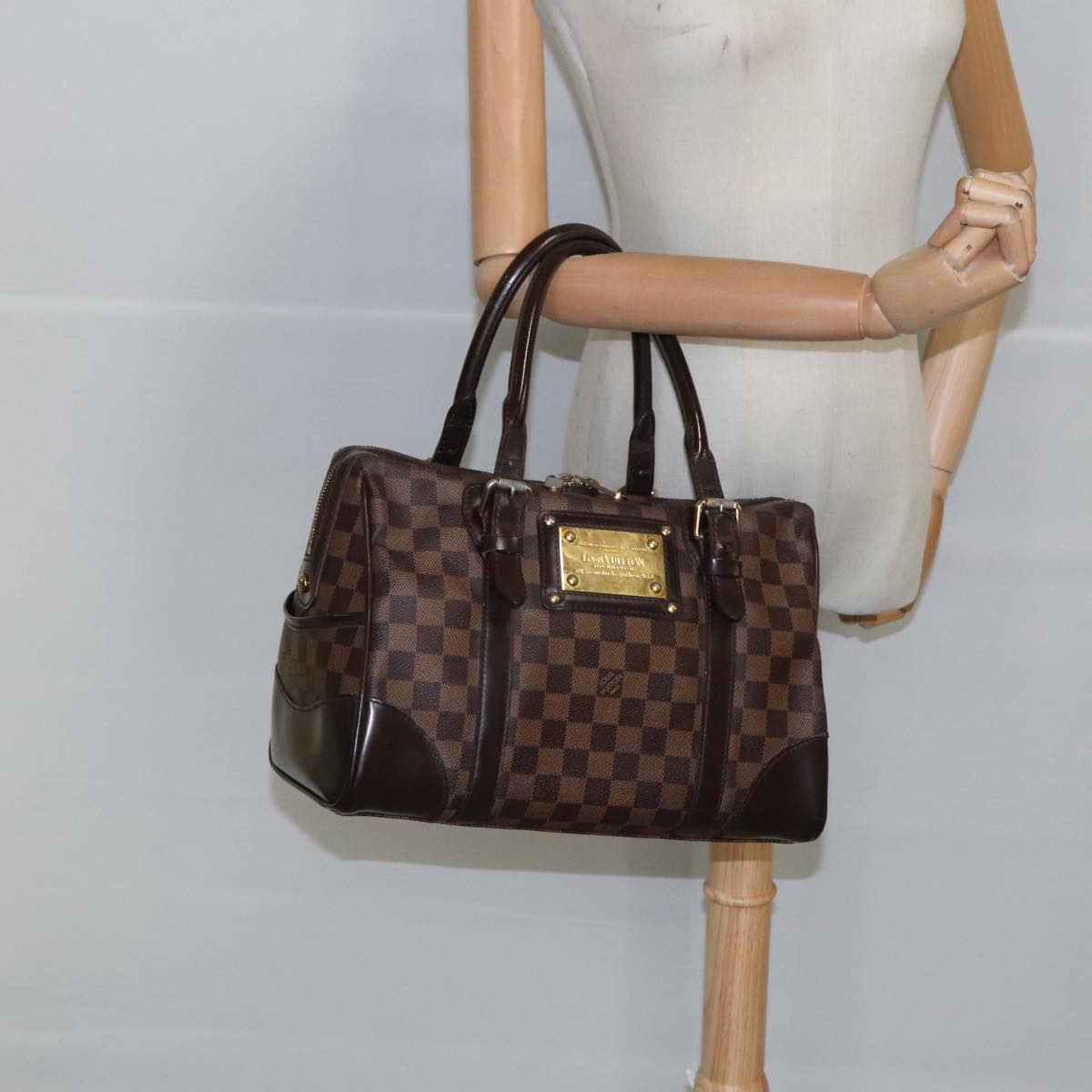 LOUIS VUITTON Damier Ebene Berkeley Hand Bag N52000 LV Auth 99247