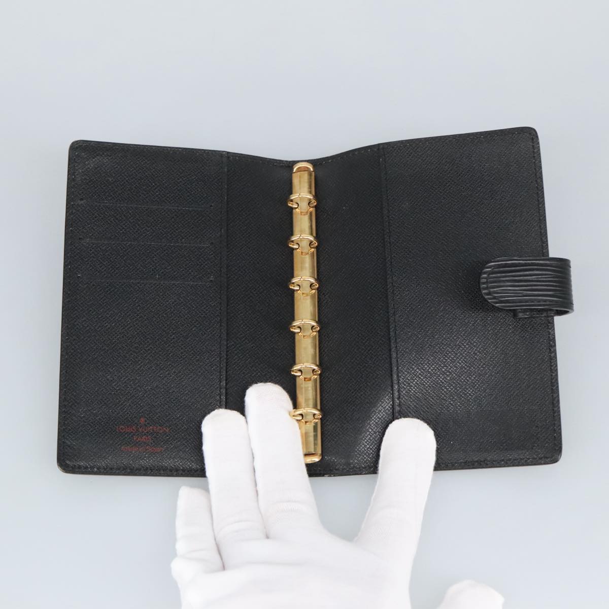 LOUIS VUITTON Epi Agenda PM Day Planner Cover Black R20052 LV Auth 99286