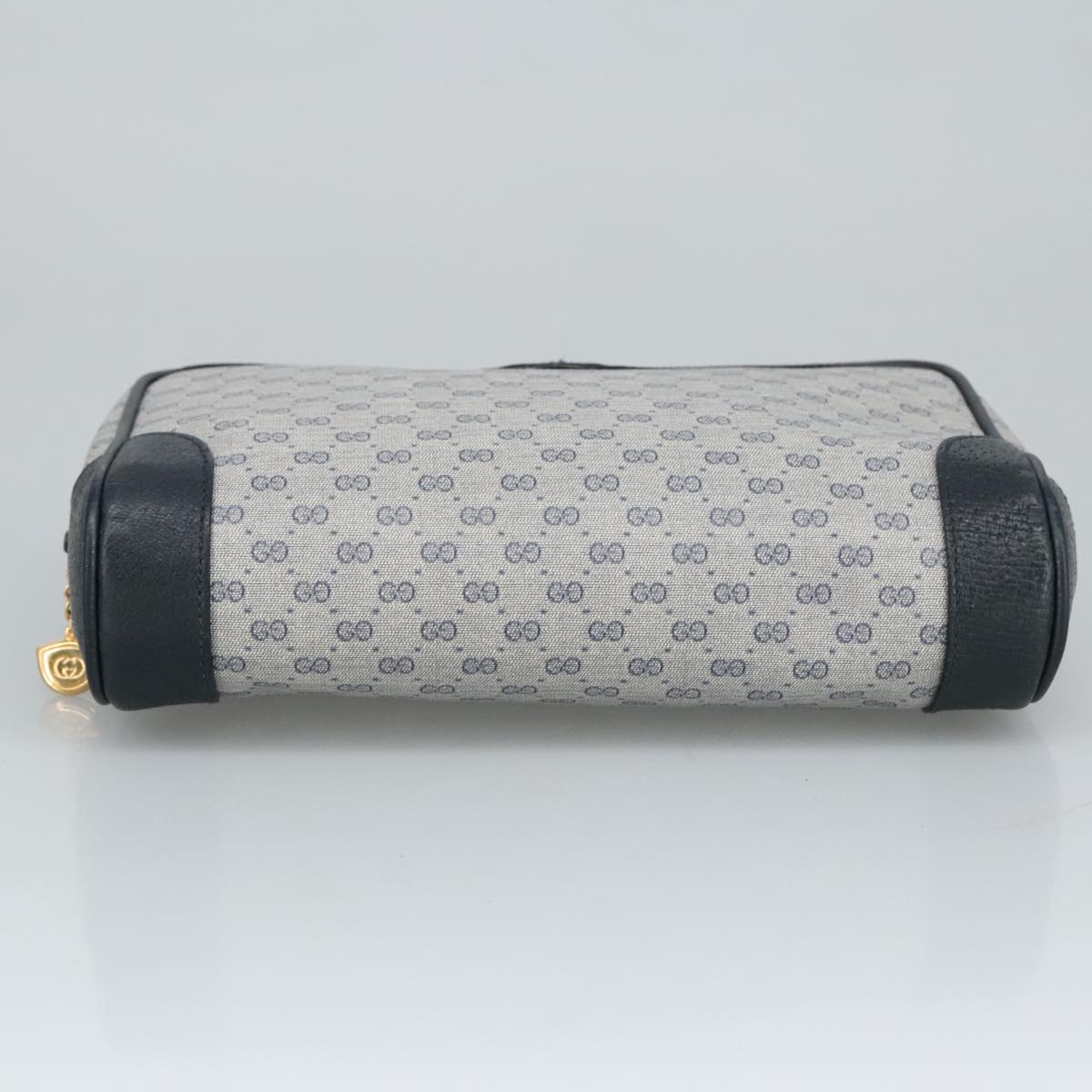 GUCCI Micro GG Supreme Clutch Bag PVC Navy Gold 014 89 0094 Auth 99300