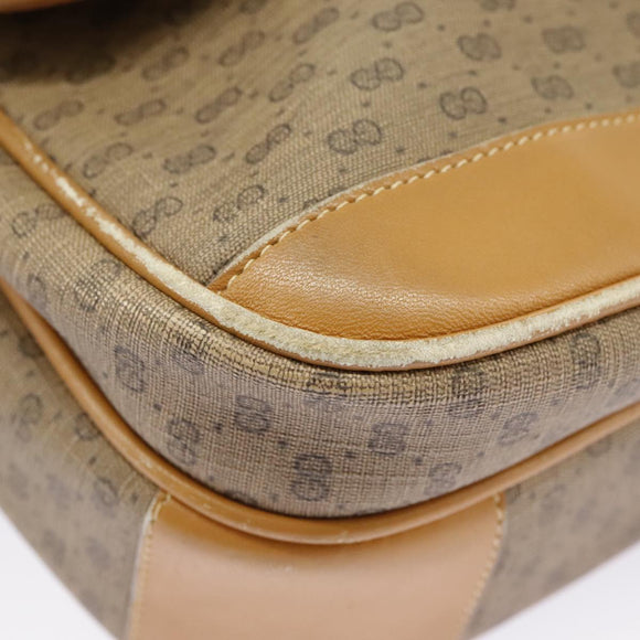 GUCCI Micro GG Supreme Shoulder Bag PVC Beige Gold Auth 99301