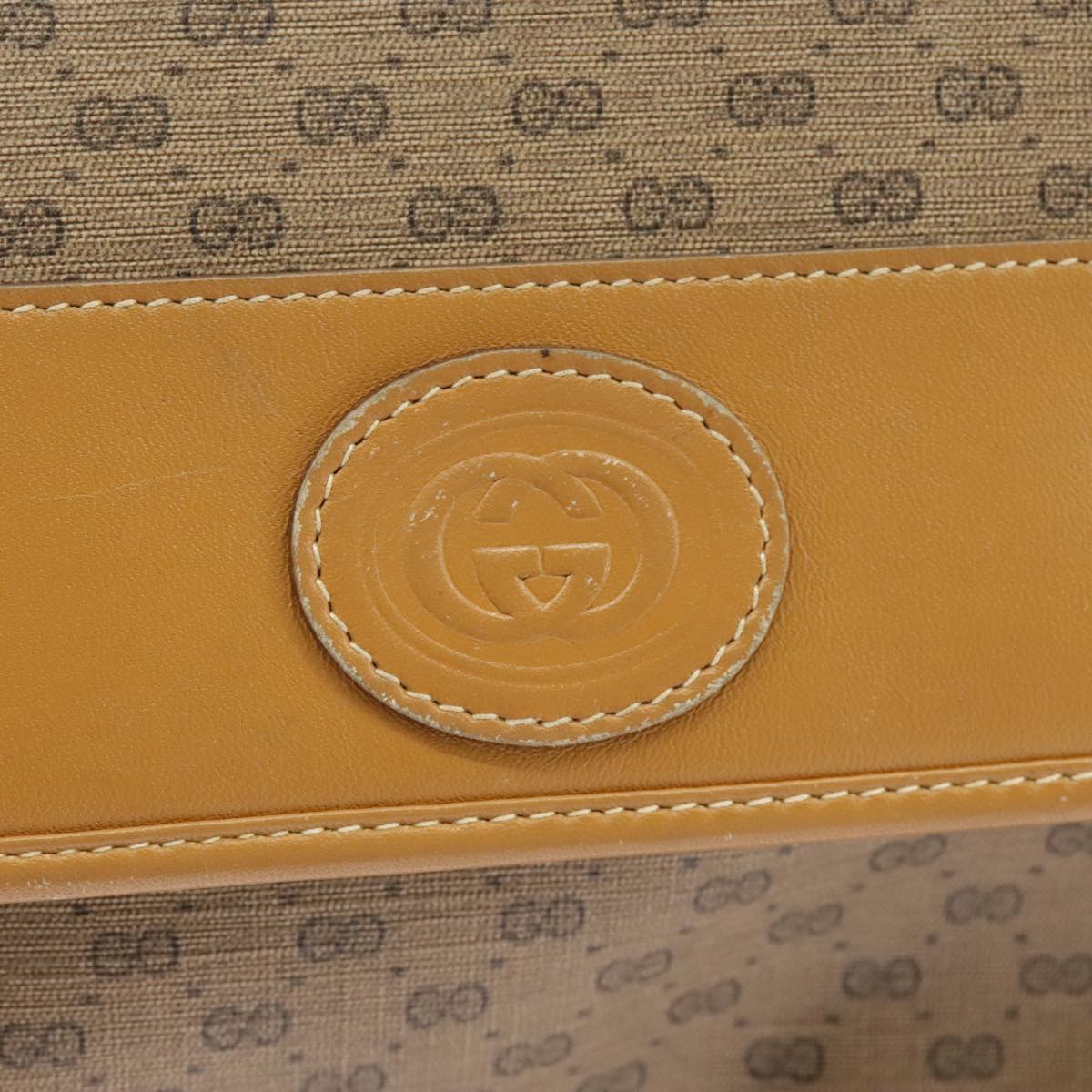 GUCCI Micro GG Supreme Shoulder Bag PVC Beige Gold Auth 99301