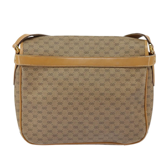 GUCCI Micro GG Supreme Shoulder Bag PVC Beige Gold Auth 99301