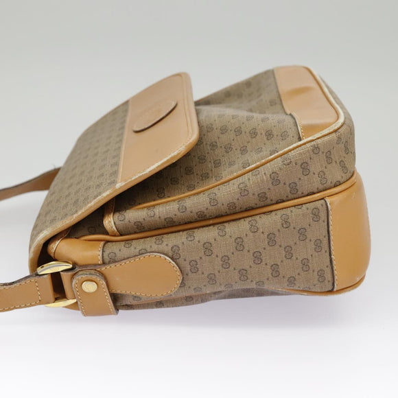 GUCCI Micro GG Supreme Shoulder Bag PVC Beige Gold Auth 99301