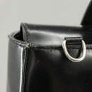 GUCCI Hand Bag Enamel 2way Black Silver 000 2058 0504 5 Auth 99303-17